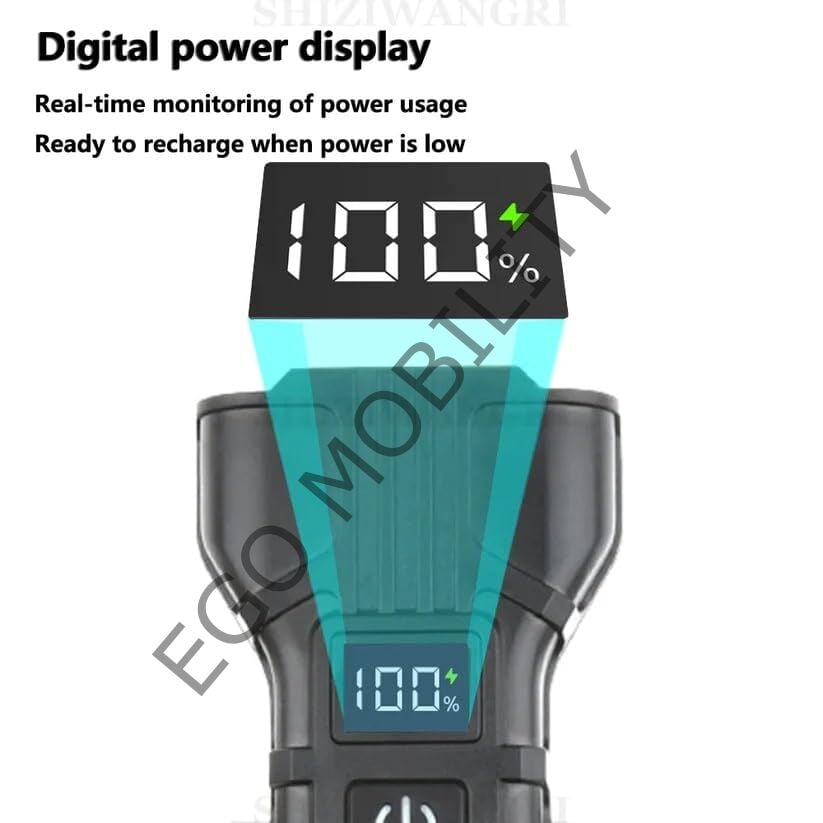 Çok Fonksiyonlu 12 LED'li Bisiklet Işığı - 120 dB Korna + Dijital Şarj Göstergeli