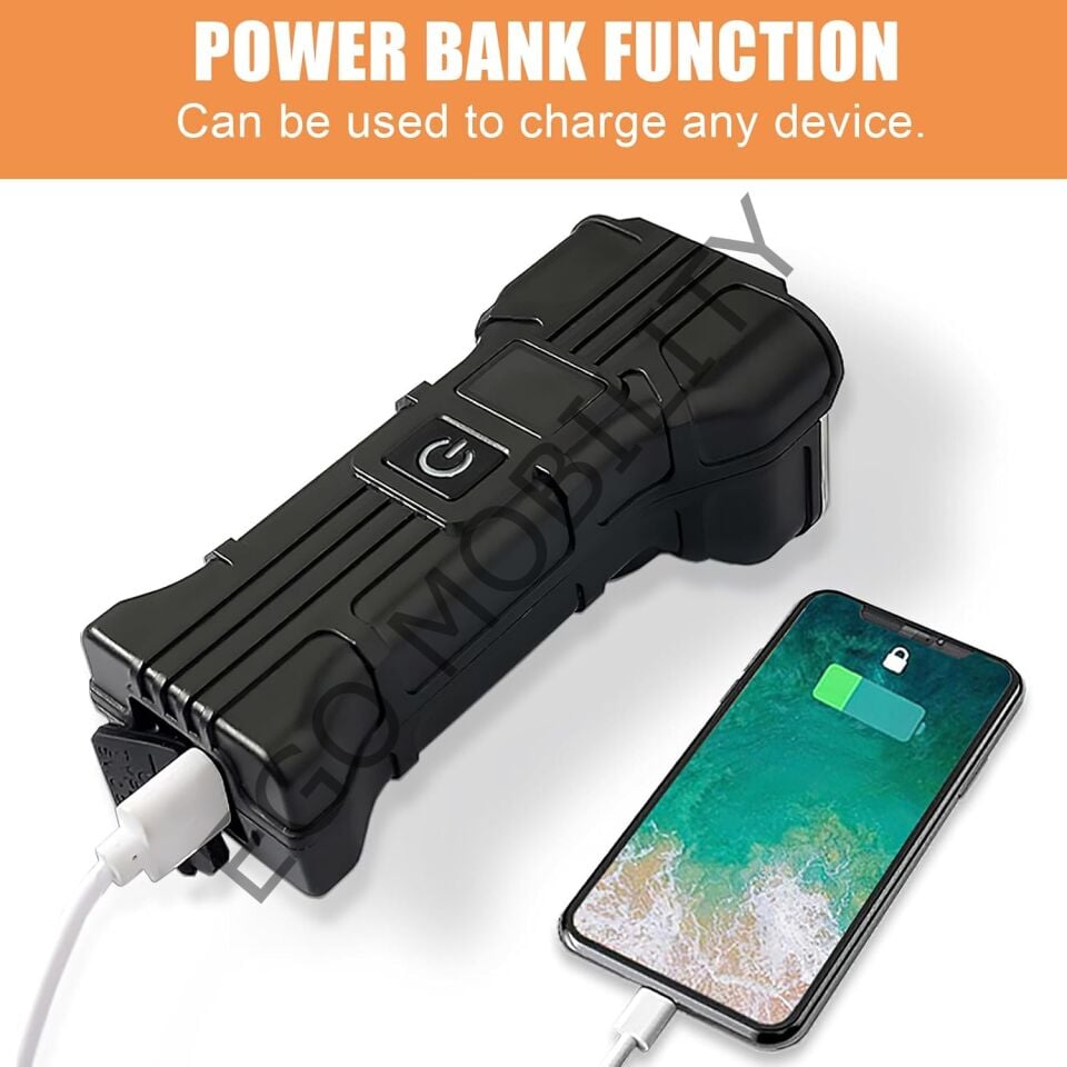 Çok Fonksiyonlu 12 LED'li Bisiklet Işığı - 120 dB Korna + Dijital Şarj Göstergeli